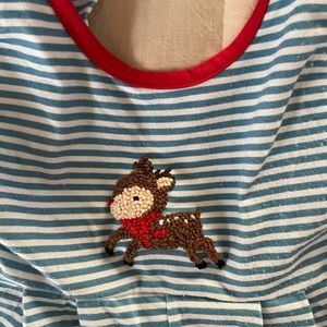 Christmas French Knot Reindeer striped onesie 9m